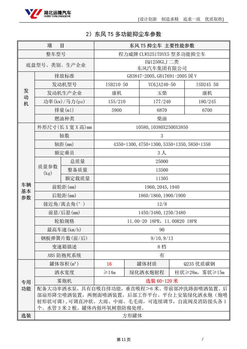 16噸東風(fēng)T5多功能抑塵車資料（圓罐、60-120米霧炮）(圖5)